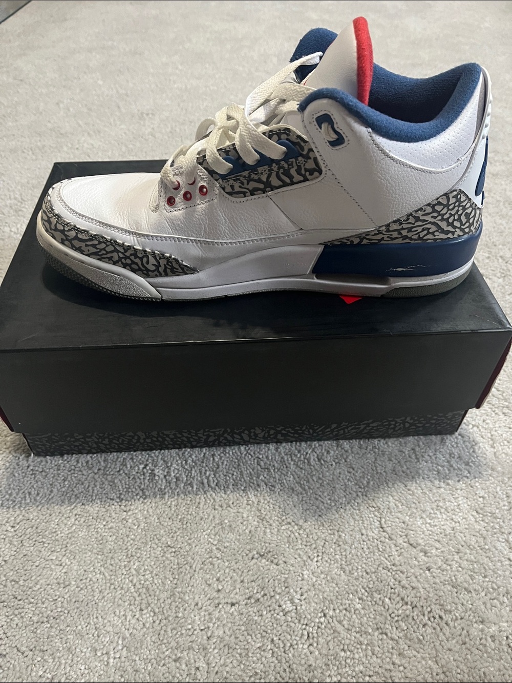 Jordan 3 True Blue - White/Red/Blue Retro Elephant Print Sneakers - Picture 6 of 6